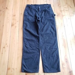 B136 Carhartt 36 x 34 Mens Double front pants logger work jeans black